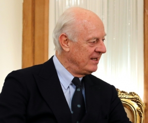 O delegado da ONU na S&iacute;ria, Staffan de Mistura, em Teer&atilde;, no dia 10 de janeiro de 2016