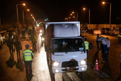 Posto de controle na cidade sul-coreana de Paju