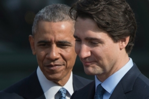 O presidente americano, Barack Obama, e o primeiro-ministro canadense, Justin Trudeau, participam de uma cerim&ocirc;nia de boas-vindas na Casa Branca, em Washington, no dia 10 de mar&ccedil;o de 2016