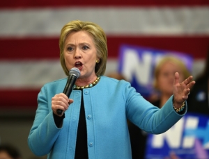 Hillary Clinton, em Manchester, New Hampshire, no dia 8 de fevereiro de 2016