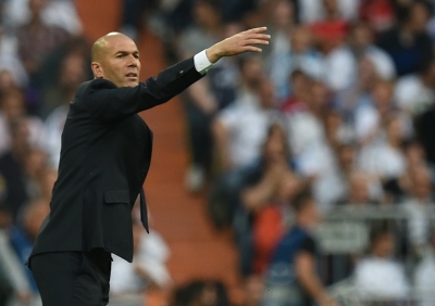 O t&eacute;cnico do Real Madrid, Zinedine Zidane, em Madri, no dia 4 de maio de 2016