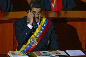 O presidente da Venezuela, Nicol&aacute;s Maduro, no Tribunal Supremo de Caracas em 29 de janeiro