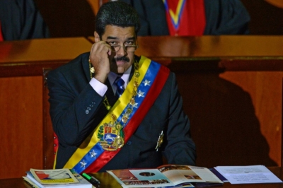 O presidente da Venezuela, Nicol&aacute;s Maduro, no Tribunal Supremo de Caracas em 29 de janeiro
