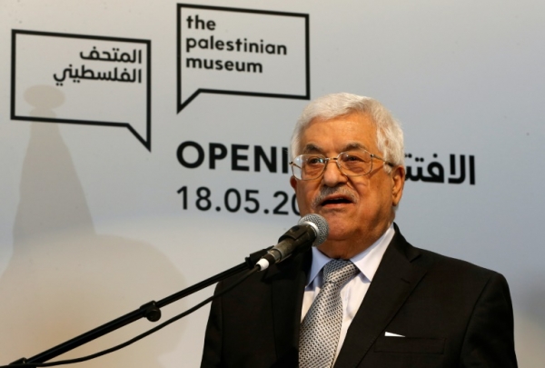 O presidente palestino, Mahmud Abbas, fala durante inaugura&ccedil;&atilde;o do Museu Palestino, Birzeit, no 18 de maio de 2016