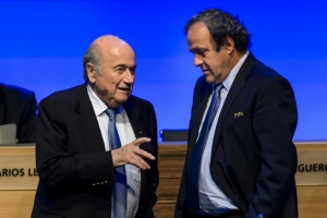 (2014) Joseph Blatter e Michel Platini, em S&atilde;o Paulo