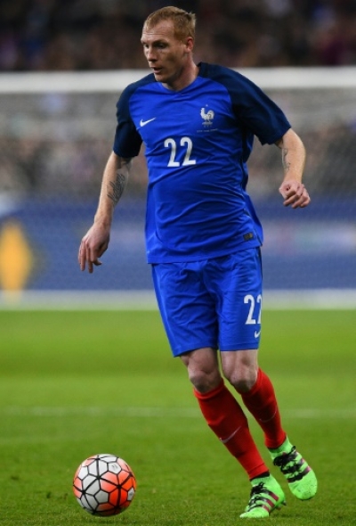 France's defender Jeremy Mathieu controls the ball during the international friendly football match between France and Russia at the Stade de France in Saint-Denis, north of Paris, on March 29, 2016. France won the match 4-2.