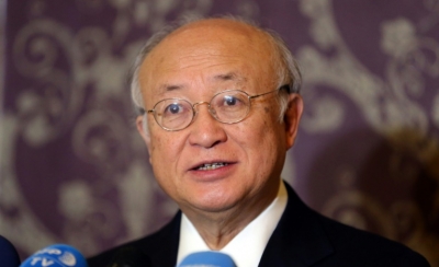 O diretor-geral da OIEA, Yukiya Amano, em Teer&atilde;, no dia 18 de janeiro de 2016
