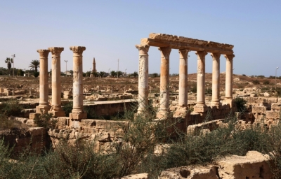 Imagem das ru&iacute;nas da cidade de Sabratha, na L&iacute;bia, registrada em 29 de fevereiro de 2016