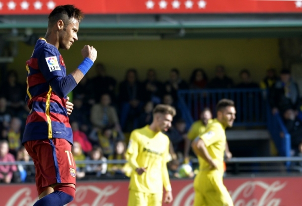 Neymar, do Barcelona, comemora gol durante partida contra o Vilarreal, em Villa Real, no dia 20 de mar&ccedil;o de 2016
