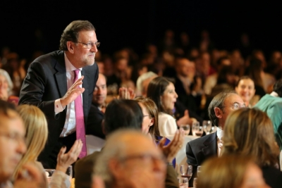 O chefe de Governo da Espanha, Mariano Rajoy, durante o &uacute;ltimo evento da campanha do Partido Popular em 18 de dezembro em Madri