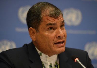 O presidente do Equador, Rafael Correa, em Nova York, no dia 12 de abril de 2016