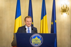 O presidente do Conselho Europeu, Donald Tusk, em Bucareste, no dia 15 de fevereiro de 2016