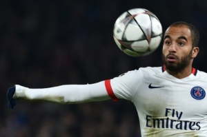 Paris Saint-Germain's Brazilian midfielder Lucas Moura eyes the ball during the UEFA Champions League round of 16 second leg football match between Chelsea and Paris Saint-Germain (PSG) at Stamford Bridge in London on March 9, 2016.