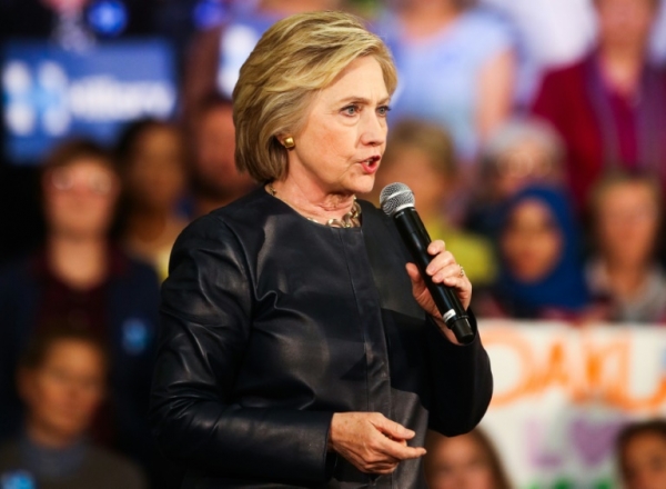 Hillary Clinton, em Oakland, Calif&oacute;rnia, no dia 6 de maio de 2016