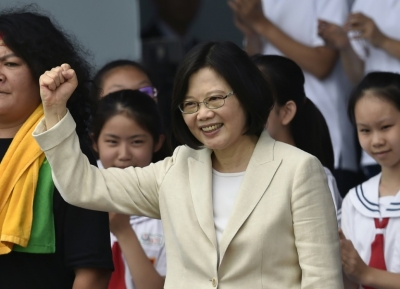A nova presidente de Taiwan, Tsai Ing-wen, na cerim&ocirc;nia de posse, em Taip&eacute;