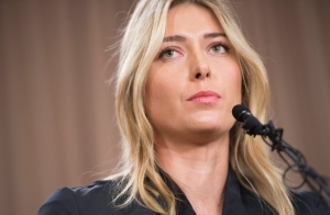 (7 mar) Sharapova participa de uma entrevista coletiva em Los Angeles