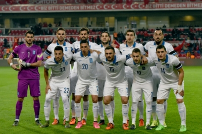 Jogadores da sele&ccedil;&atilde;o grega, em Istambul, no dia 17 de novembro de 2015