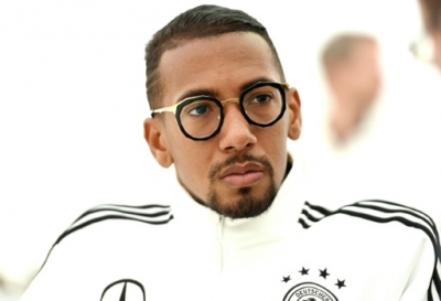 Germany's defender Jerome Boateng attends meeting after a training session as part of the team's preparation for the upcoming Euro 2016 European football championships, on June 2, 2016 in Ascona.