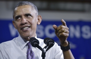 O presidente americano Barack Obama faz um discurso, em Wisconsin, no dia 3 de mar&ccedil;o de 2016