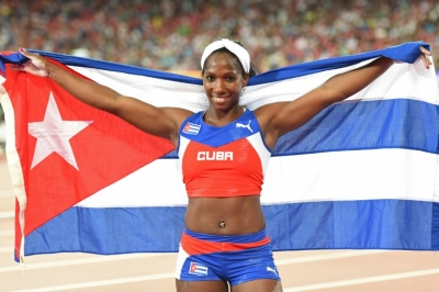 (Arquivo) A atleta cubana Yarisley Silva, em Pequim, no dia 26 de agosto de 2015
