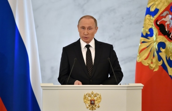 O presidente russo, Vladimir Putin, pronuncia seu discurso anual