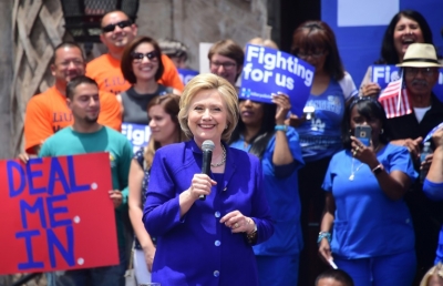 Hillary Clinton durante campanha, em Lynwood, Calif&oacute;rnia, no dia 6 de junho de 2016