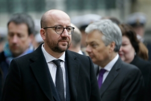 (Arquivo) O primeiro-ministro belga, Charles Michel, participa de uma homenagem, em 24 de mar&ccedil;o de 2016, &agrave;s v&iacute;timas dos atentados em Bruxelas