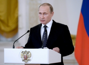 O presidente russo, Vladimir Putin, discursa em Moscou