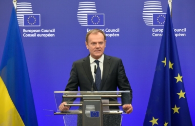 O presidente do Conselho Europeu, Donald Tusk, participa de coletiva de imprensa, em Bruxelas, no dia 17 de mar&ccedil;o de 2016