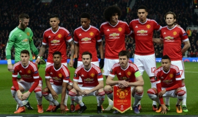 Os jogadores do Manchester United, em Manchester, no dia 17 de mar&ccedil;o de 2016