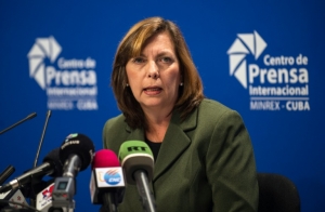 A diretora dos Estados Unidos da chancelaria cubana, Josefina Vidal, em Havana, no dia 18 de fevereiro de 2015