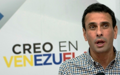 O ex-candidato presidencial da oposi&ccedil;&atilde;o Henrique Capriles, em Caracas, no dia 21 de dezembro de 2015