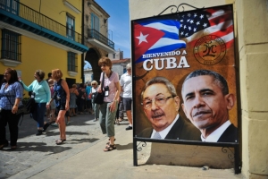 Cartaz da visita de Barack Obama a Cuba &eacute; visto em uma rua de Havana, no dia 18 de mar&ccedil;o de 2016