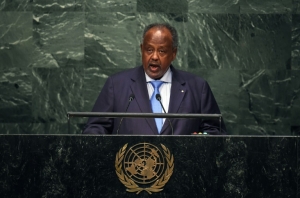 Presidente do Djibuti, Ismael Omar Guelleh, em Nova York em 30 de setembro de 2015