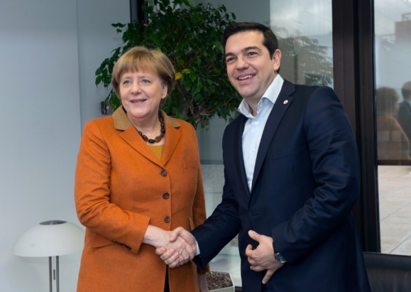 (7 mar) A chanceler alem&atilde;, Angela Merkel, e o premier grego, Alexis Tsipras, em Bruxelas