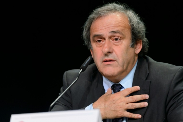 Michel Platini durante coletiva de imprensa da Fifa, 28 de maio, 2015 em Zurique