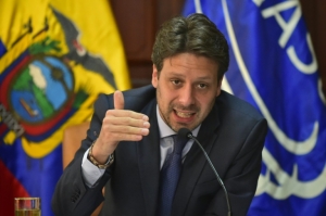 O chanceler equatoriano, Guillaume Long, em Quito, no dia 18 de maio de 2016