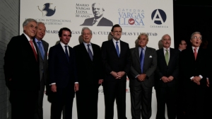 Celebra&ccedil;&atilde;o dos 80 anos do escritor peruano Mario Vargas Llosa, em Madri, no dia 29 de mar&ccedil;o de 2016