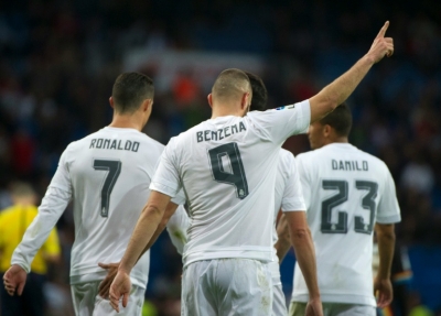 Jogadores do Real Madrid durante partida na capital espanhola em 20 de dezembro de 2015