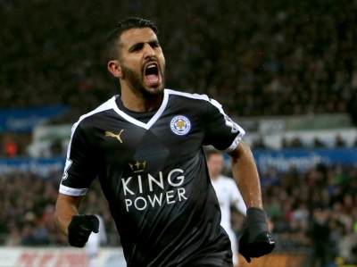 (Arquivo) O jogador Riyad Mahrez durante partida no Pa&iacute;s de Gales em 5 de dezembro de 2015