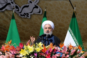 O presidente do Ir&atilde;, Hassan Rohani, em Teer&atilde;, no dia 11 de fevereiro de 2016
