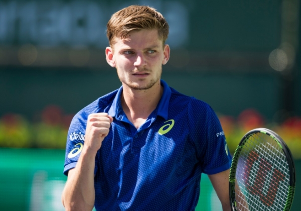 David Goffin em a&ccedil;&atilde;o durante partida contra Marin Cilic, em Indian Wells, no dia 17 de mar&ccedil;o de 2016
