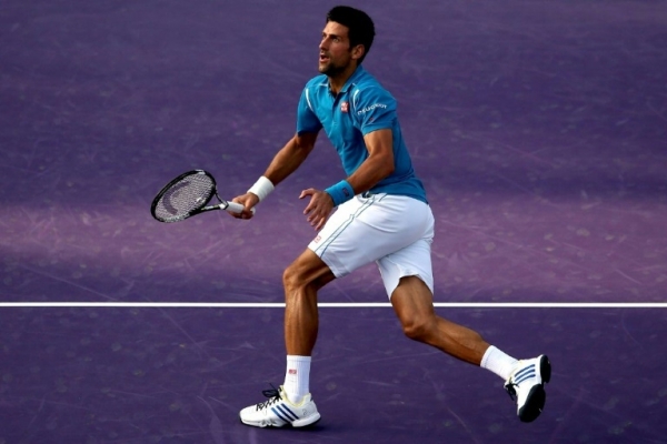 O s&eacute;rvio Novak Djokovic, l&iacute;der do ranking mundial, derrotou o portugu&ecirc;s Jo&atilde;o Sousa no Masters de Miami
