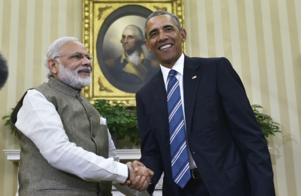 O presidente dos Estados Unidos, Barack Obama (D), e o primeiro-ministro indiano, Narendra Modi, em Washington, DC, no dia 7 de junho de 2016