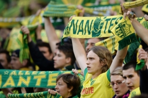 A torcida do Nantes, em Nantes, no dia 7 de maio de 2016