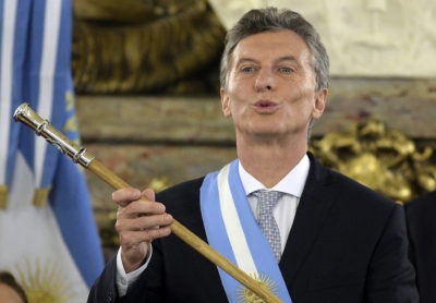 Mauricio Macri ao tomar posse na Casa Rosada em 10 de dezembro de 2015