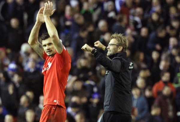 O t&eacute;cnico do Liverpool, o alem&atilde;o Jurgen Klopp, comemora a vit&oacute;ria sobre o Leicester, 26 de dezembro, 2015 em Liverpool